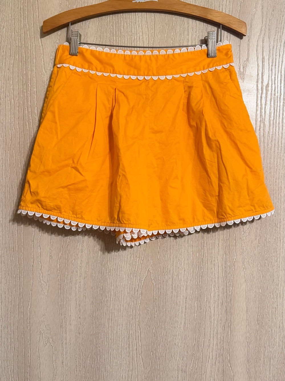 CROSBY by Mollie Burch Orange Scallop-Trim Mini Skort